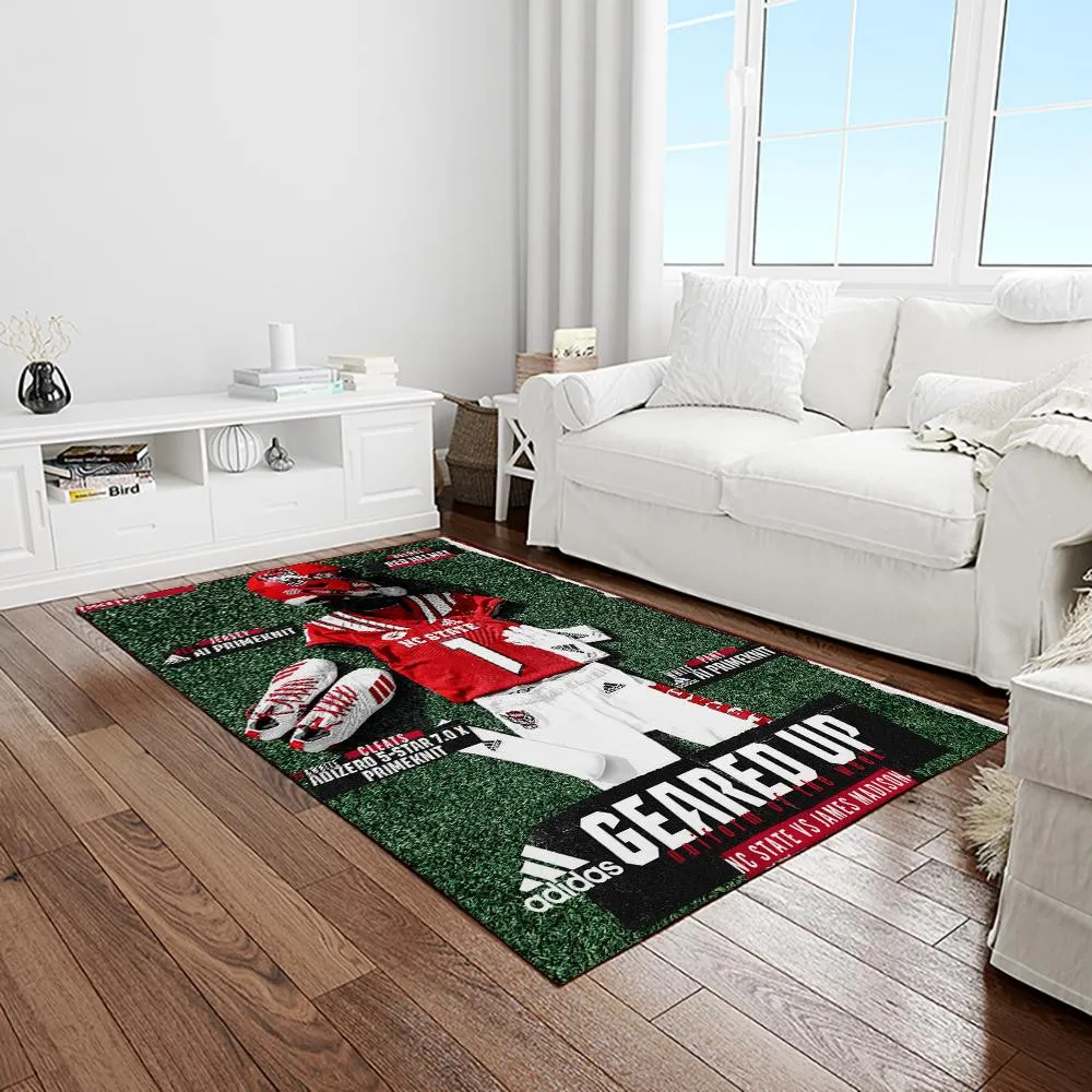 NCAA NC State Wolfpack Sport Basketball And Foolball Team Logo Rectangle Area Rug 816XD-7682