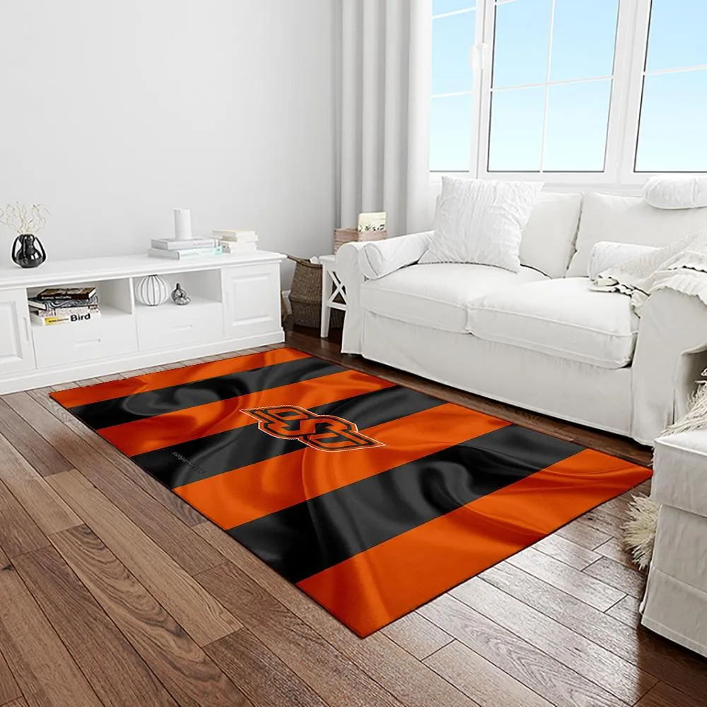 NCAA Oklahoma State Cowboys Sport Basketball And Foolball Team Logo Rectangle Area Rug 706WZ-4948