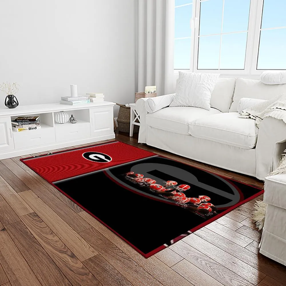 NCAA Georgia Bulldogs College Sport Basketball And Foolball Team Logo Rectangle Area Rug 123JL-1728