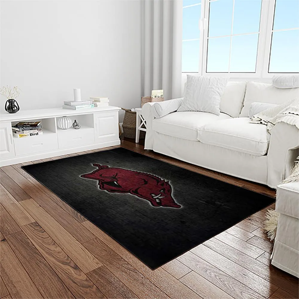 NCAA Arkansas Razorbacks College Sport Basketball And Foolball Team Logo Rectangle Area Rug 857CW-9451