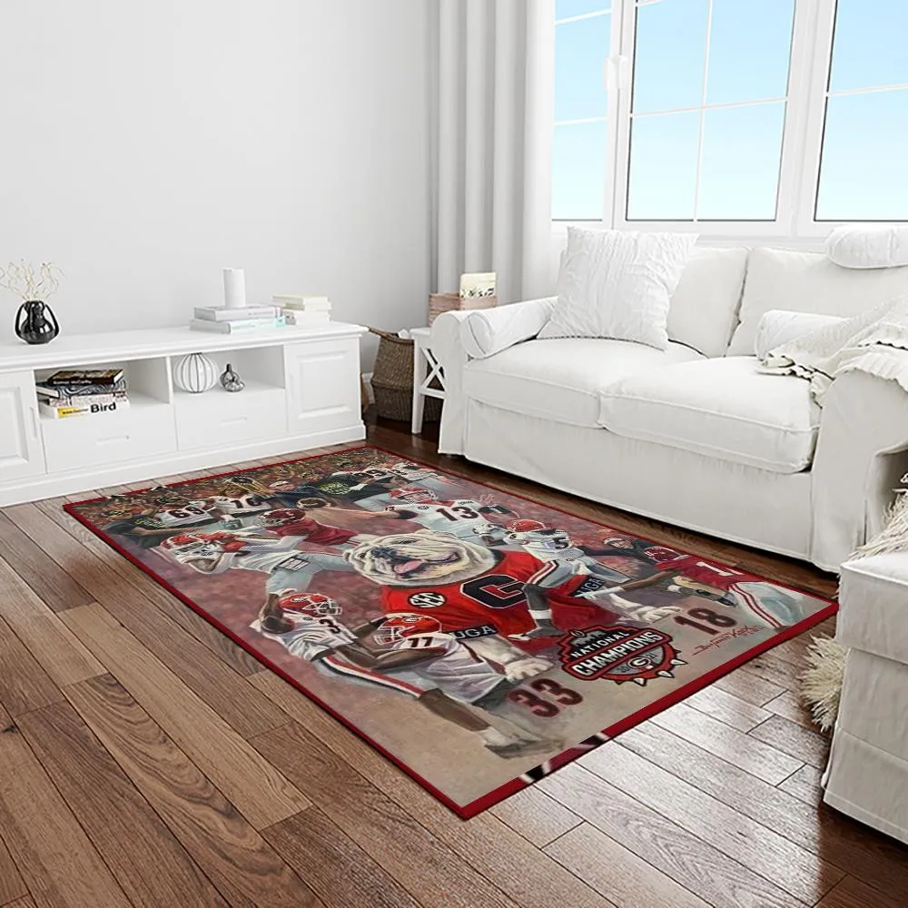 NCAA Georgia Bulldogs College Sport Basketball And Foolball Team Logo Rectangle Area Rug 942FO-8543