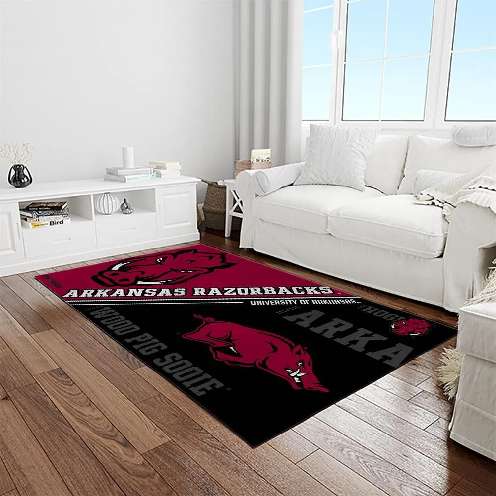 NCAA Arkansas Razorbacks College Sport Basketball And Foolball Team Logo Rectangle Area Rug 544ZH-9783