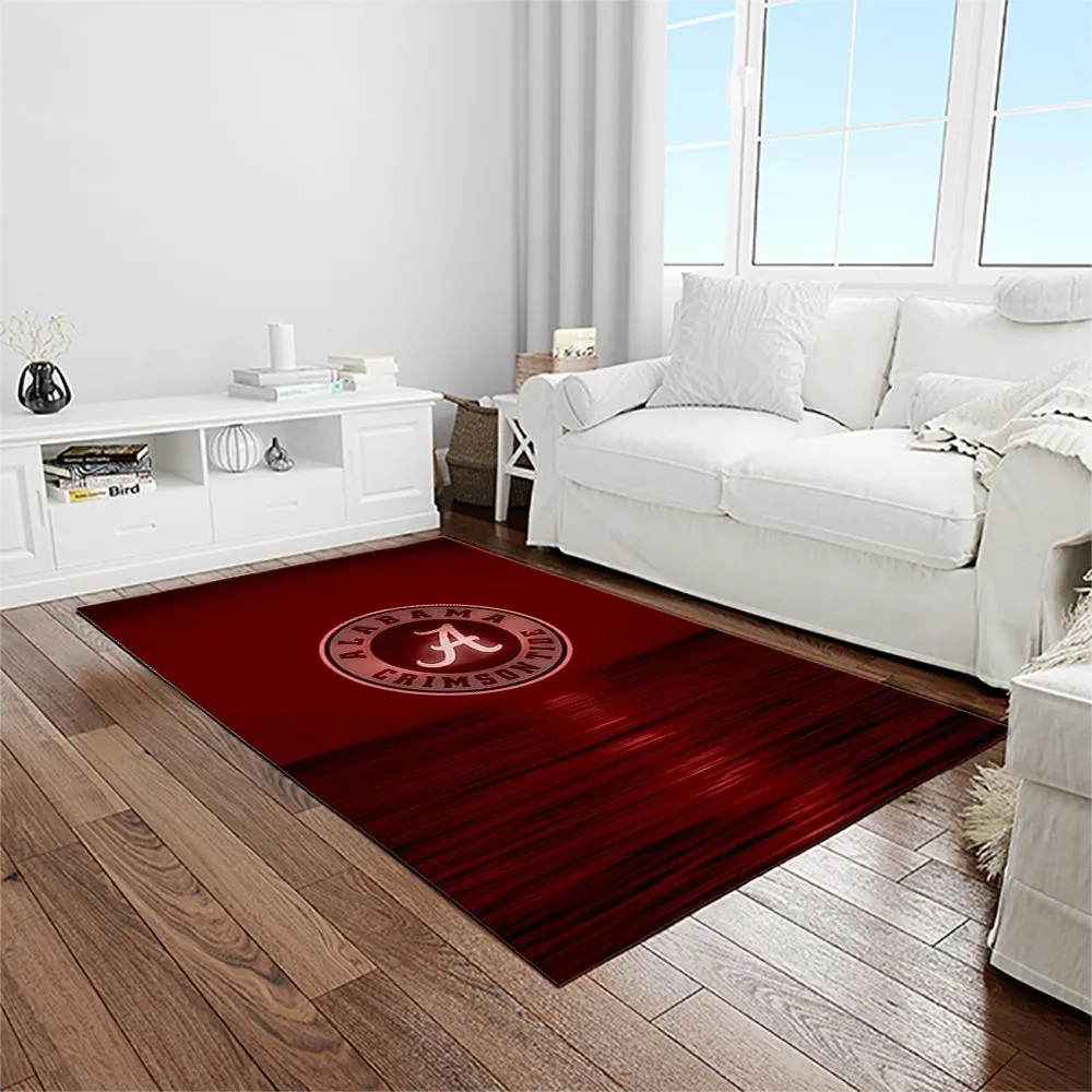 NCAA Alabama Crimson Tide College Sport Basketball And Foolball Team Logo Rectangle Area Rug 988ZZ-8333