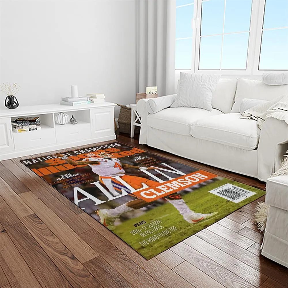 NCAA Clemson Tigers College Sport Basketball And Foolball Team Logo Rectangle Area Rug 318MW-2638