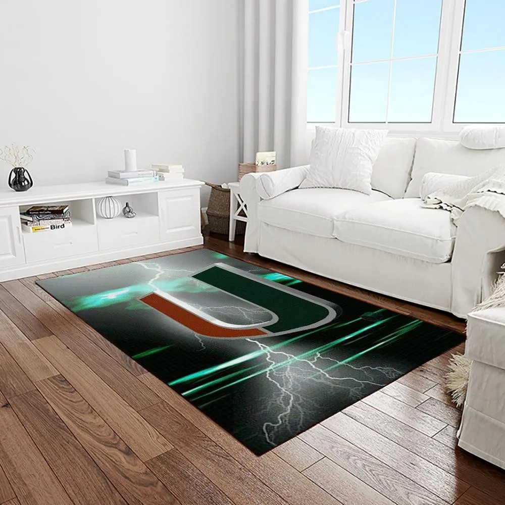 NCAA Miami Hurricanes Sport Basketball And Foolball Team Logo Rectangle Area Rug 413RB-4701