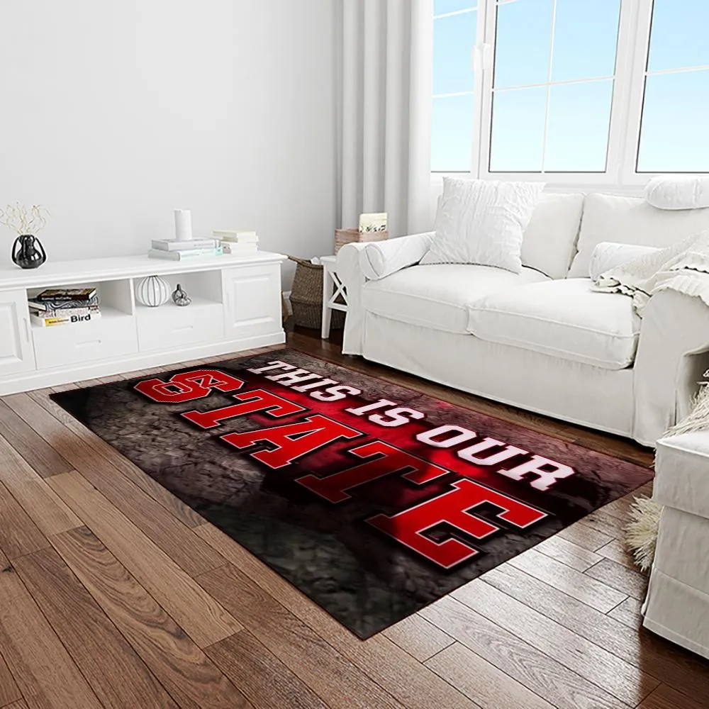 NCAA NC State Wolfpack Sport Basketball And Foolball Team Logo Rectangle Area Rug 595LZ-8340