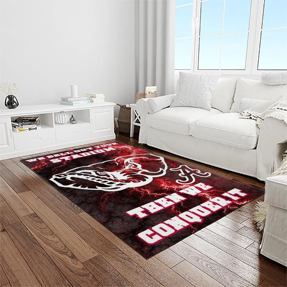 NCAA Alabama Crimson Tide College Sport Basketball And Foolball Team Logo Rectangle Area Rug 536LK-8867