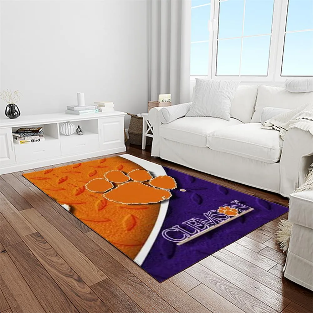 NCAA Clemson Tigers College Sport Basketball And Foolball Team Logo Rectangle Area Rug 850CL-3783