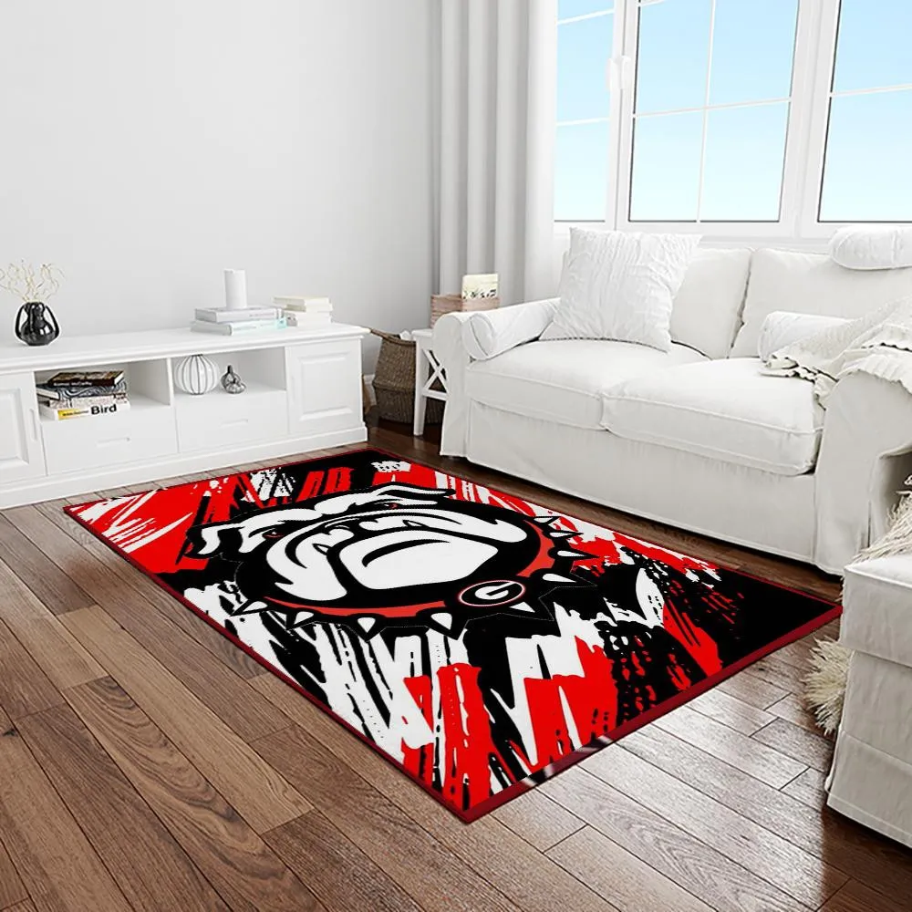 NCAA Georgia Bulldogs College Sport Basketball And Foolball Team Logo Rectangle Area Rug 663IE-3950