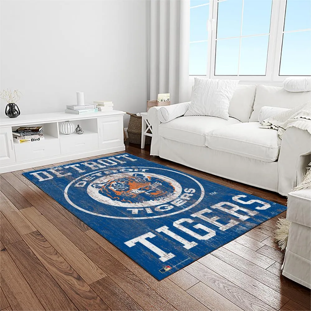 MLB Detroit Tigers Baseball Team Logo Rectangle Area Rug 938ZT-4806
