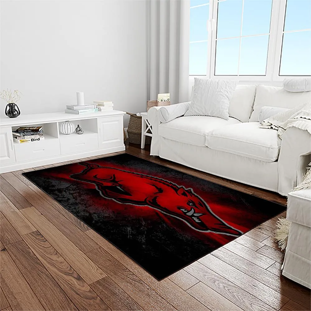 NCAA Arkansas Razorbacks College Sport Basketball And Foolball Team Logo Rectangle Area Rug 782XH-2259