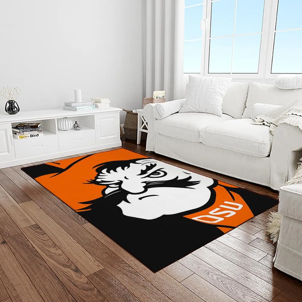 NCAA Oklahoma State Cowboys Sport Basketball And Foolball Team Logo Rectangle Area Rug 186XN-4451
