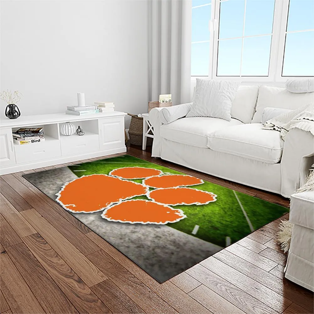 NCAA Clemson Tigers College Sport Basketball And Foolball Team Logo Rectangle Area Rug 507QM-6922