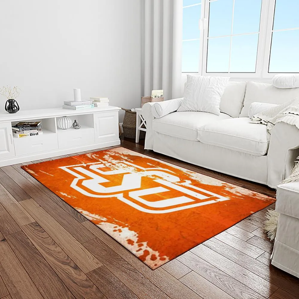 NCAA Oklahoma State Cowboys Sport Basketball And Foolball Team Logo Rectangle Area Rug 352IV-2948