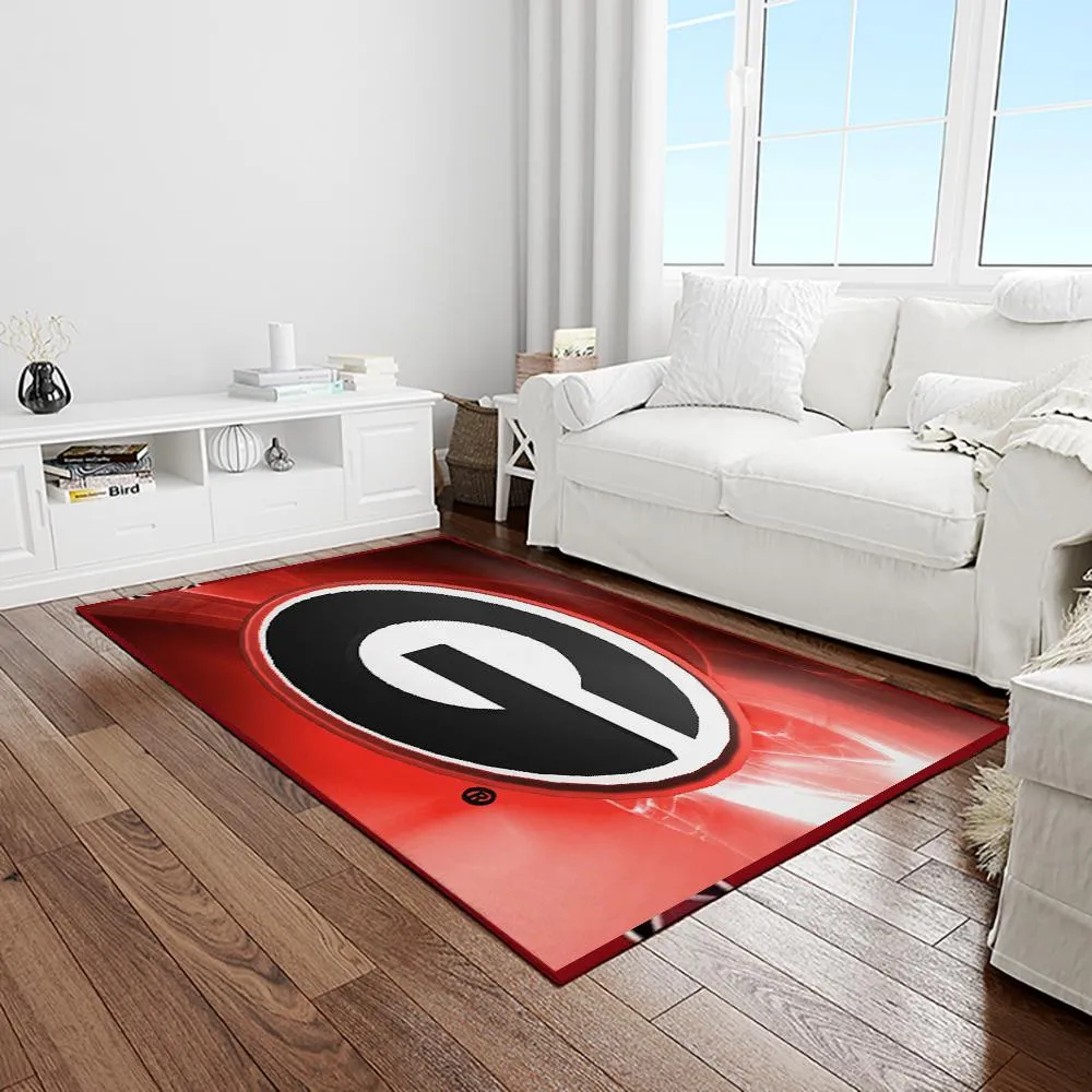 NCAA Georgia Bulldogs College Sport Basketball And Foolball Team Logo Rectangle Area Rug 887LU-5041