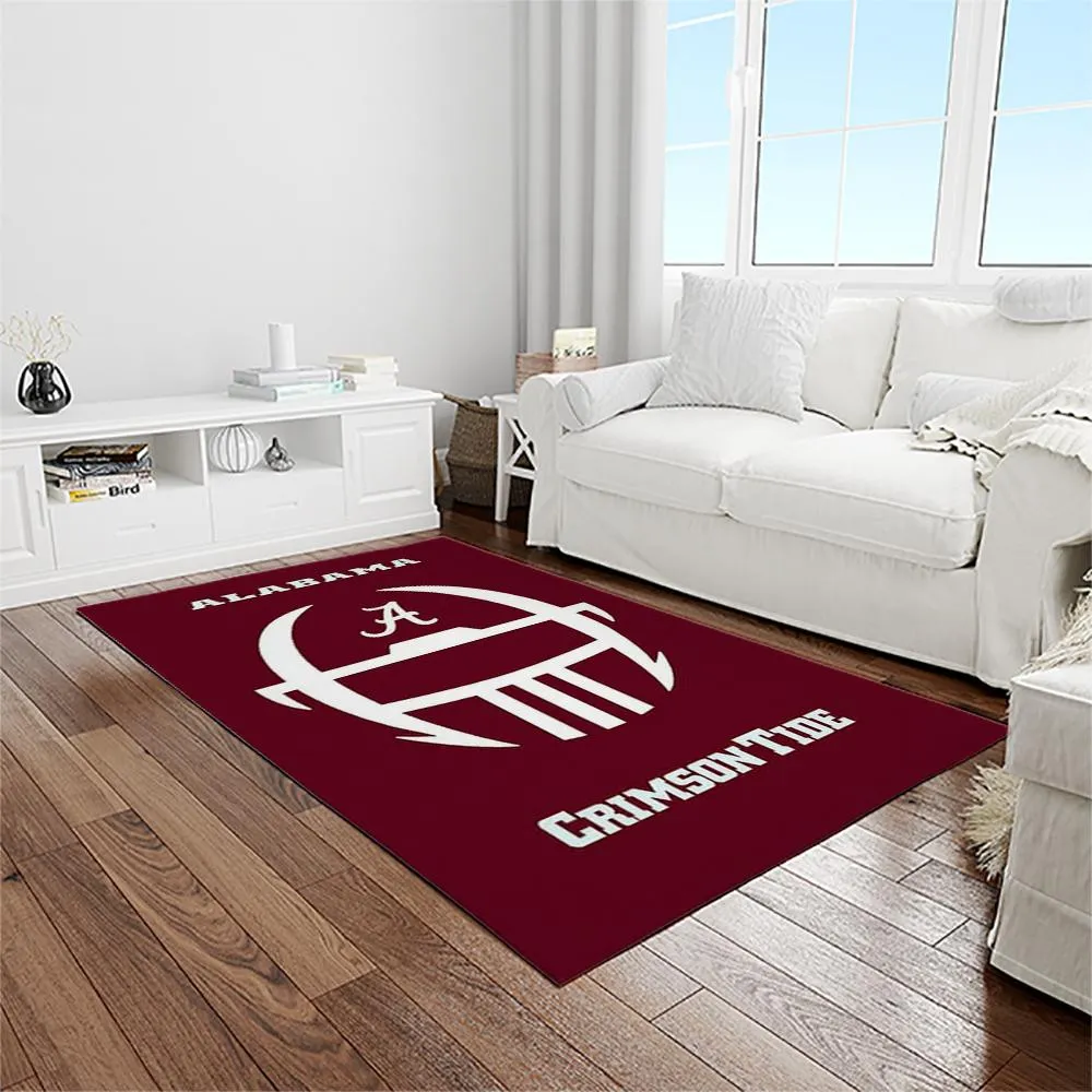 NCAA Alabama Crimson Tide College Sport Basketball And Foolball Team Logo Rectangle Area Rug 629QJ-2048