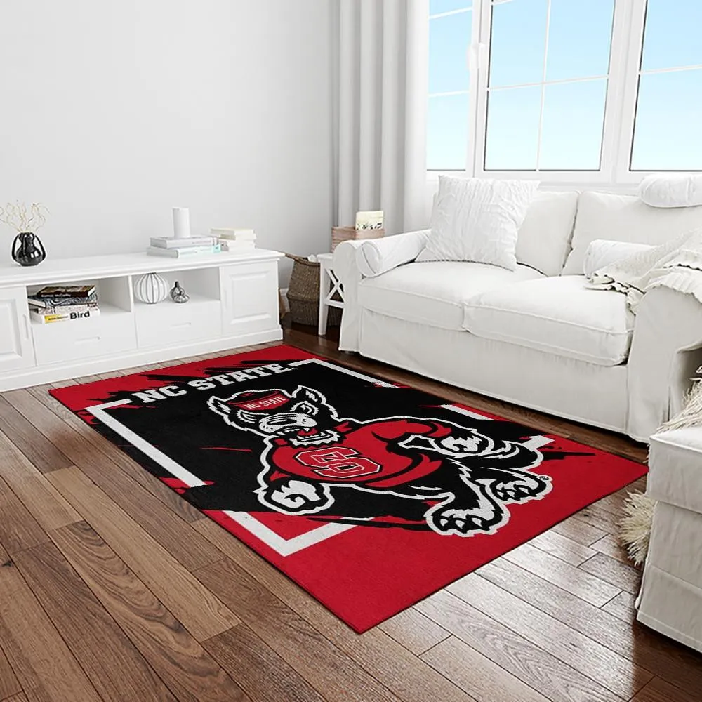NCAA NC State Wolfpack Sport Basketball And Foolball Team Logo Rectangle Area Rug 177ZY-7966