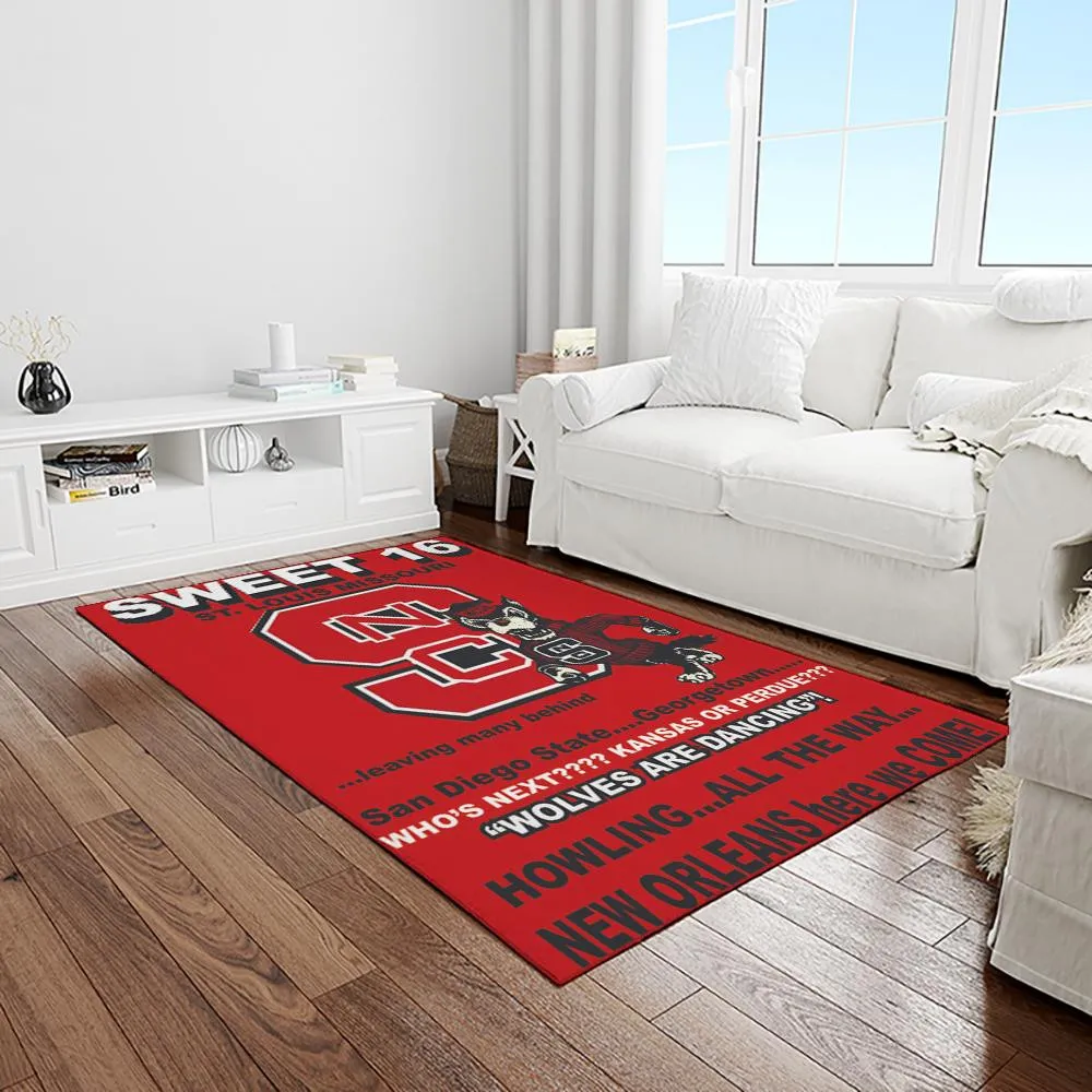 NCAA NC State Wolfpack Sport Basketball And Foolball Team Logo Rectangle Area Rug 541VI-9064