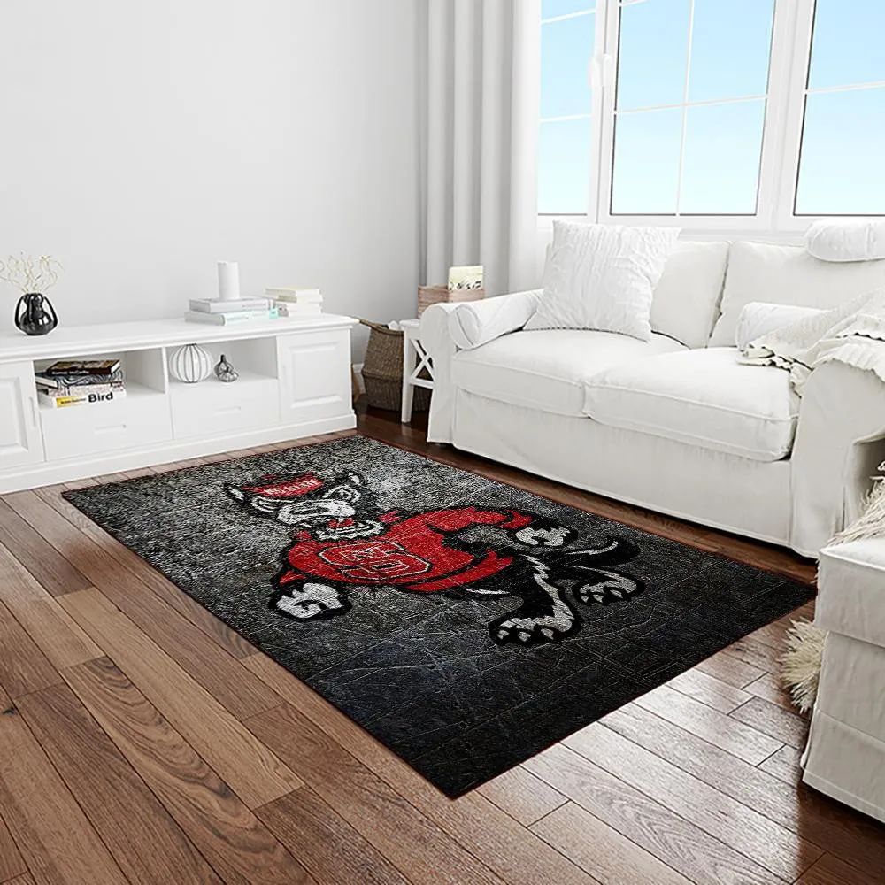 NCAA NC State Wolfpack Sport Basketball And Foolball Team Logo Rectangle Area Rug 286ZT-1311
