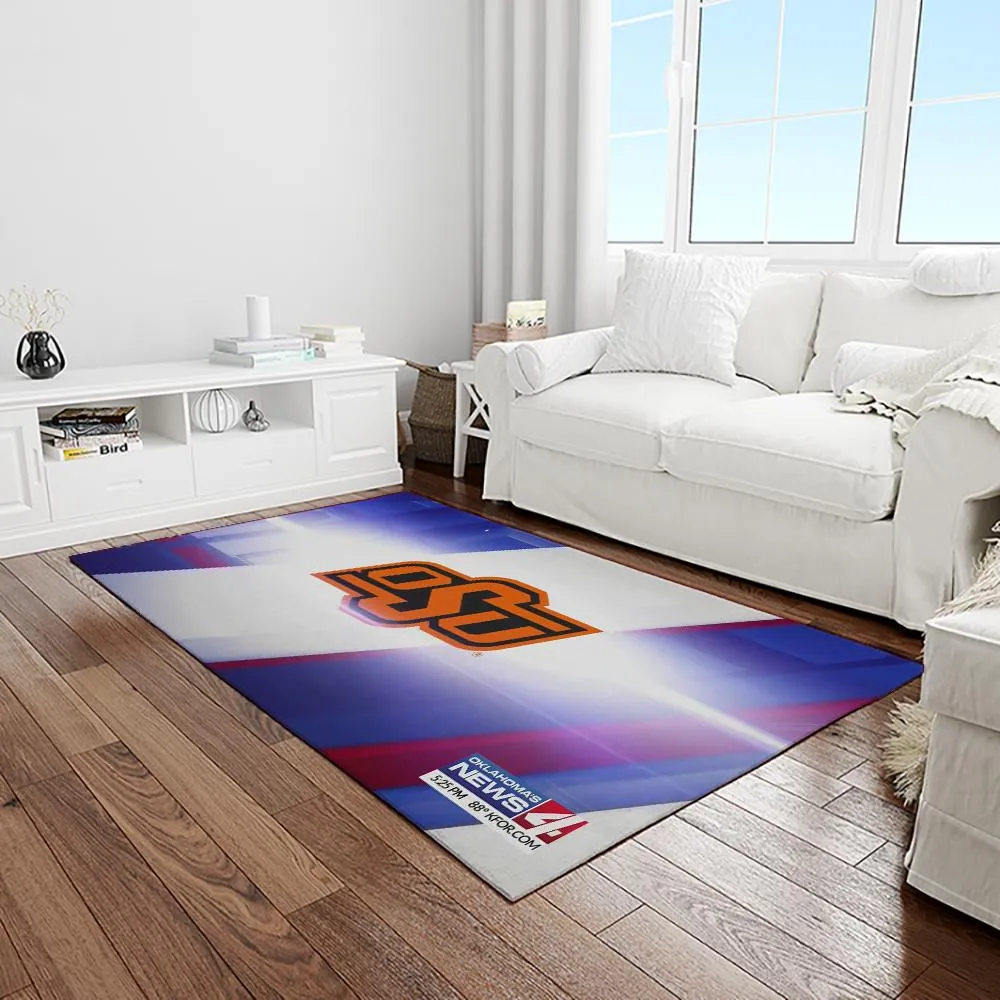 NCAA Oklahoma State Cowboys Sport Basketball And Foolball Team Logo Rectangle Area Rug 949LT-6398