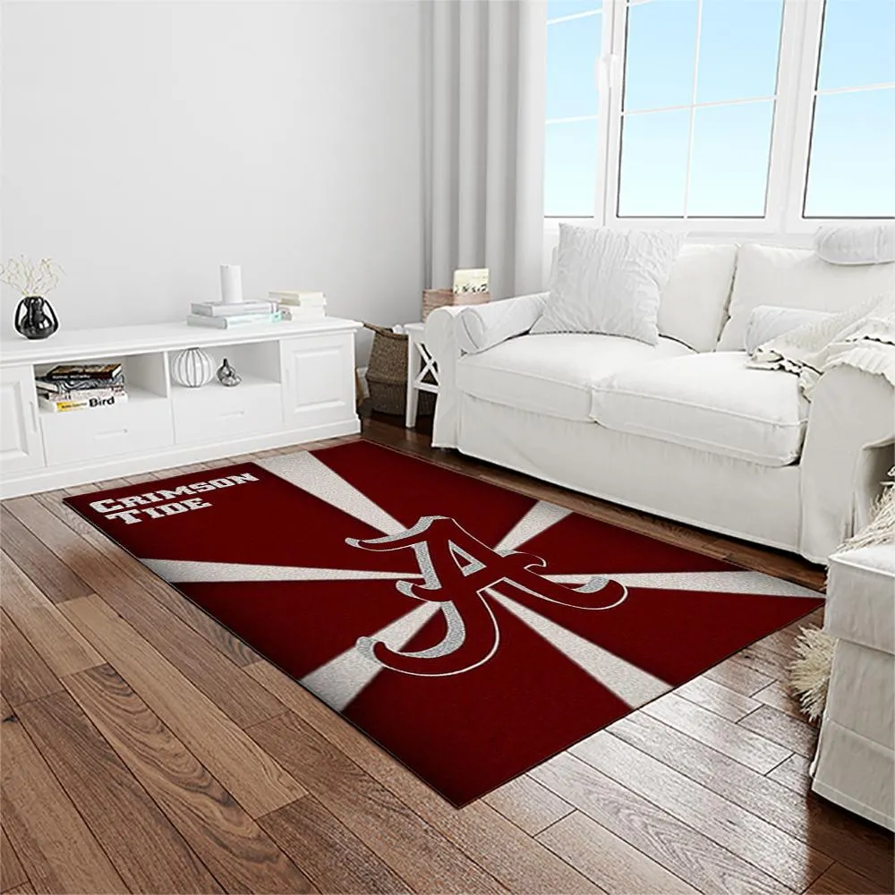 NCAA Alabama Crimson Tide College Sport Basketball And Foolball Team Logo Rectangle Area Rug 377YE-5521