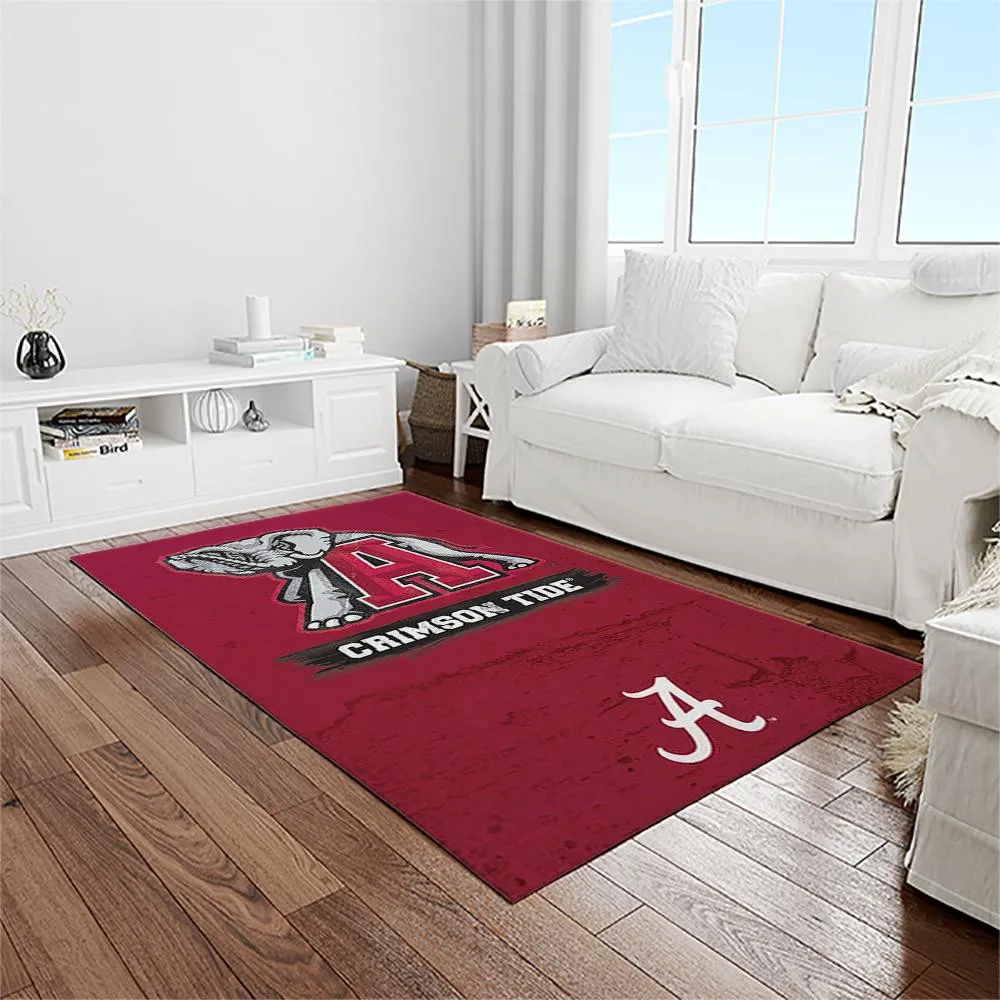NCAA Alabama Crimson Tide College Sport Basketball And Foolball Team Logo Rectangle Area Rug 375VA-3598