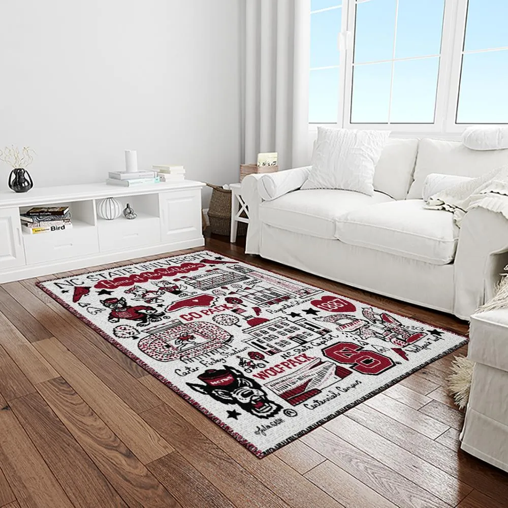 NCAA NC State Wolfpack Sport Basketball And Foolball Team Logo Rectangle Area Rug 776YR-1404