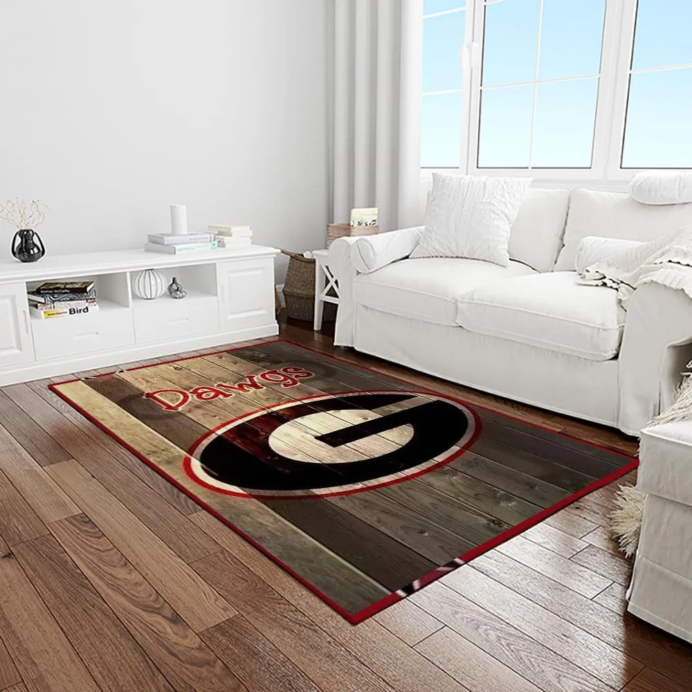 NCAA Georgia Bulldogs College Sport Basketball And Foolball Team Logo Rectangle Area Rug 551UG-8789