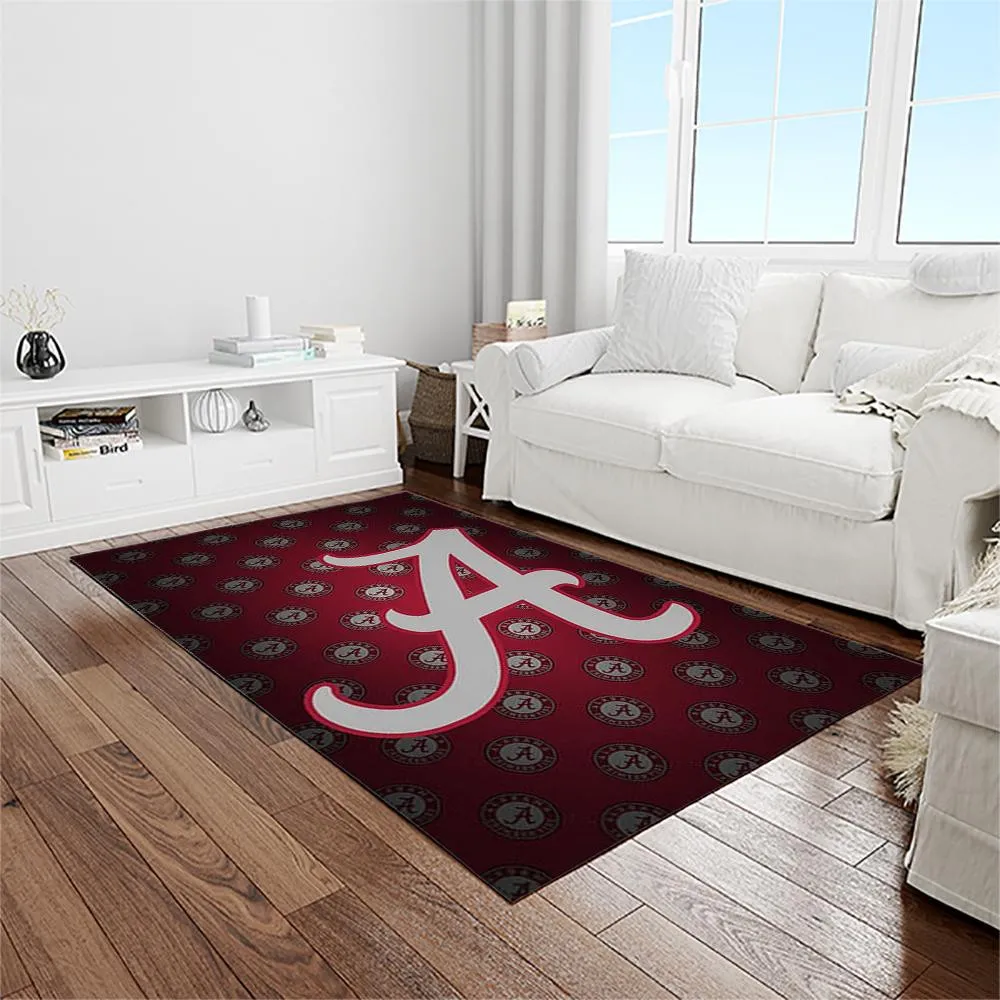 NCAA Alabama Crimson Tide College Sport Basketball And Foolball Team Logo Rectangle Area Rug 425OL-4634