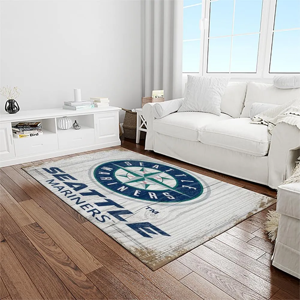 MLB Seattle Mariners Baseball Team Logo Rectangle Area Rug 746BZ-3502