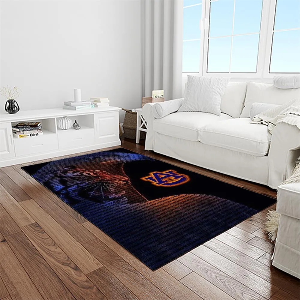 NCAA Auburn Tigers College Sport Basketball And Foolball Team Logo Rectangle Area Rug 248AV-9042