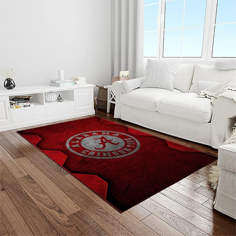 NCAA Alabama Crimson Tide College Sport Basketball And Foolball Team Logo Rectangle Area Rug 349EI-4117