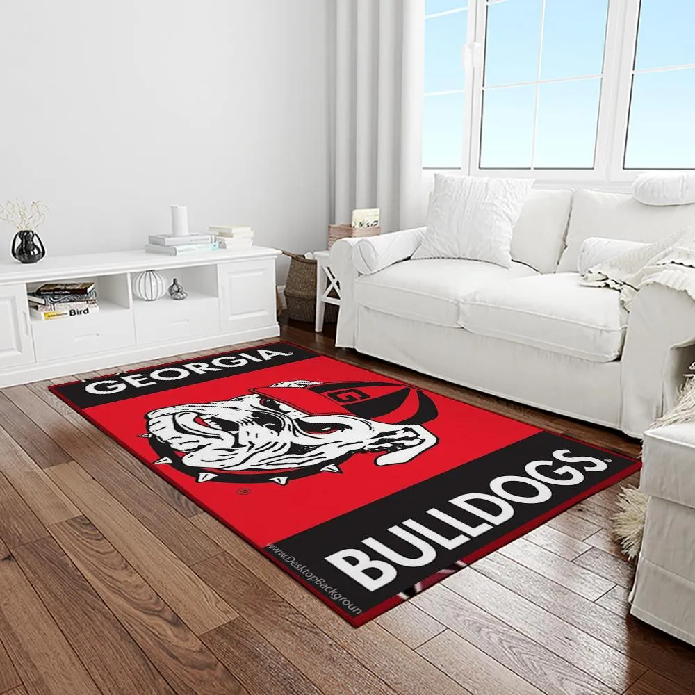 NCAA Georgia Bulldogs College Sport Basketball And Foolball Team Logo Rectangle Area Rug 820SD-4328