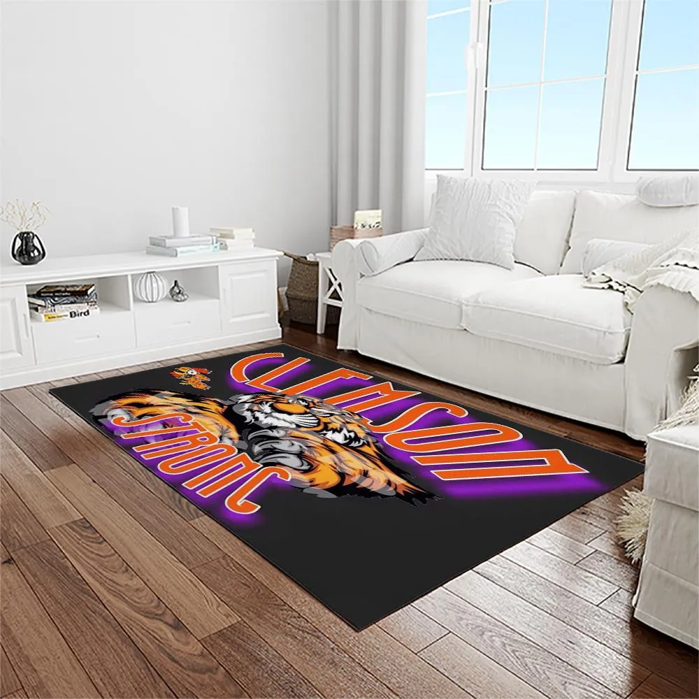 NCAA Clemson Tigers College Sport Basketball And Foolball Team Logo Rectangle Area Rug 687FH-8857