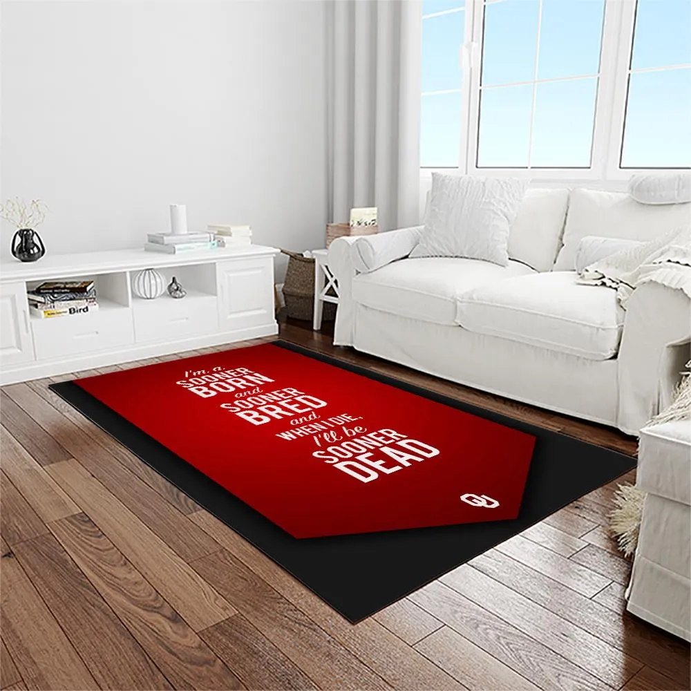 NCAA Oklahoma Sooners Sport Basketball And Foolball Team Logo Rectangle Area Rug 537VQ-6796