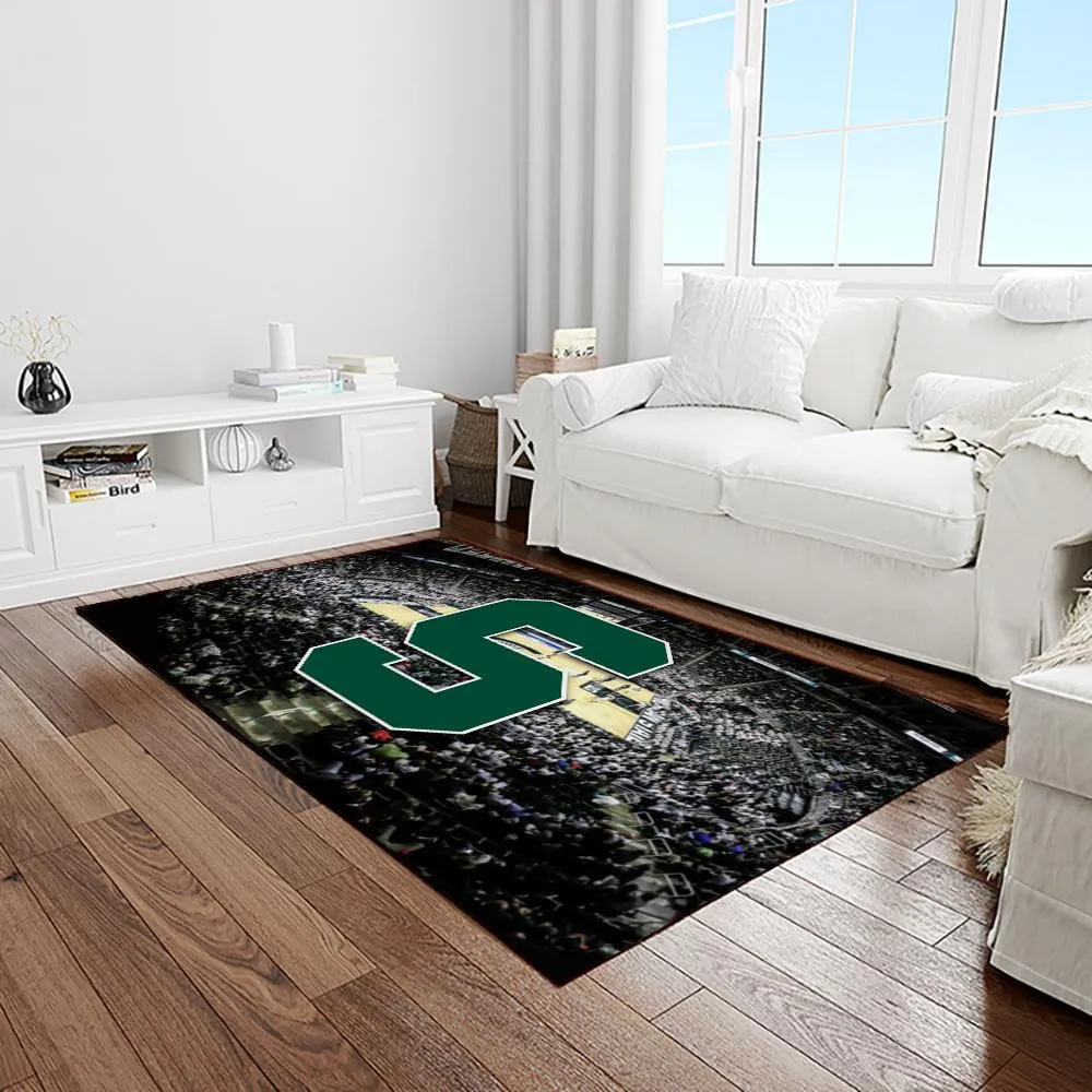 NCAA Michigan State Spartans College Sport Basketball And Foolball Team Logo Rectangle Area Rug 612RI-9054