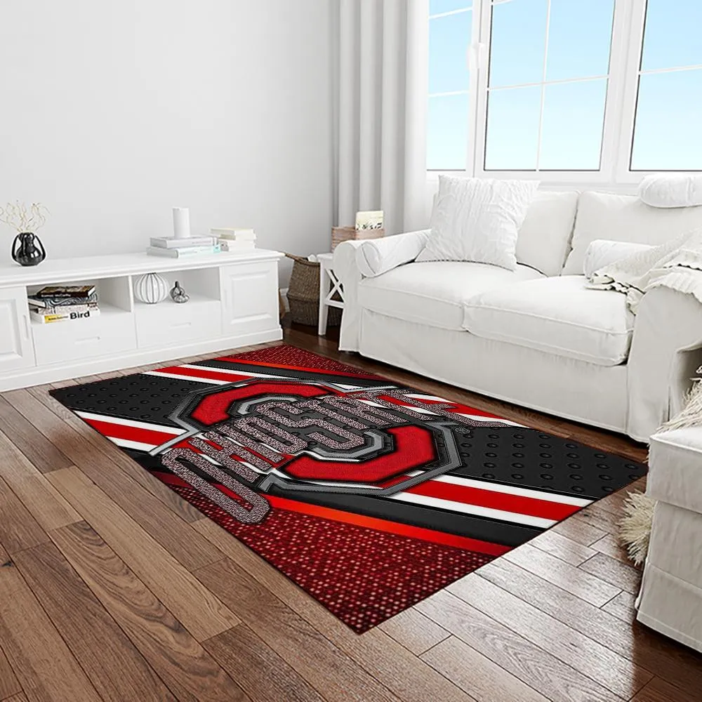NCAA Ohio State Buckeyes College Sport Basketball And Foolball Team Logo Rectangle Area Rug 258JR-7956