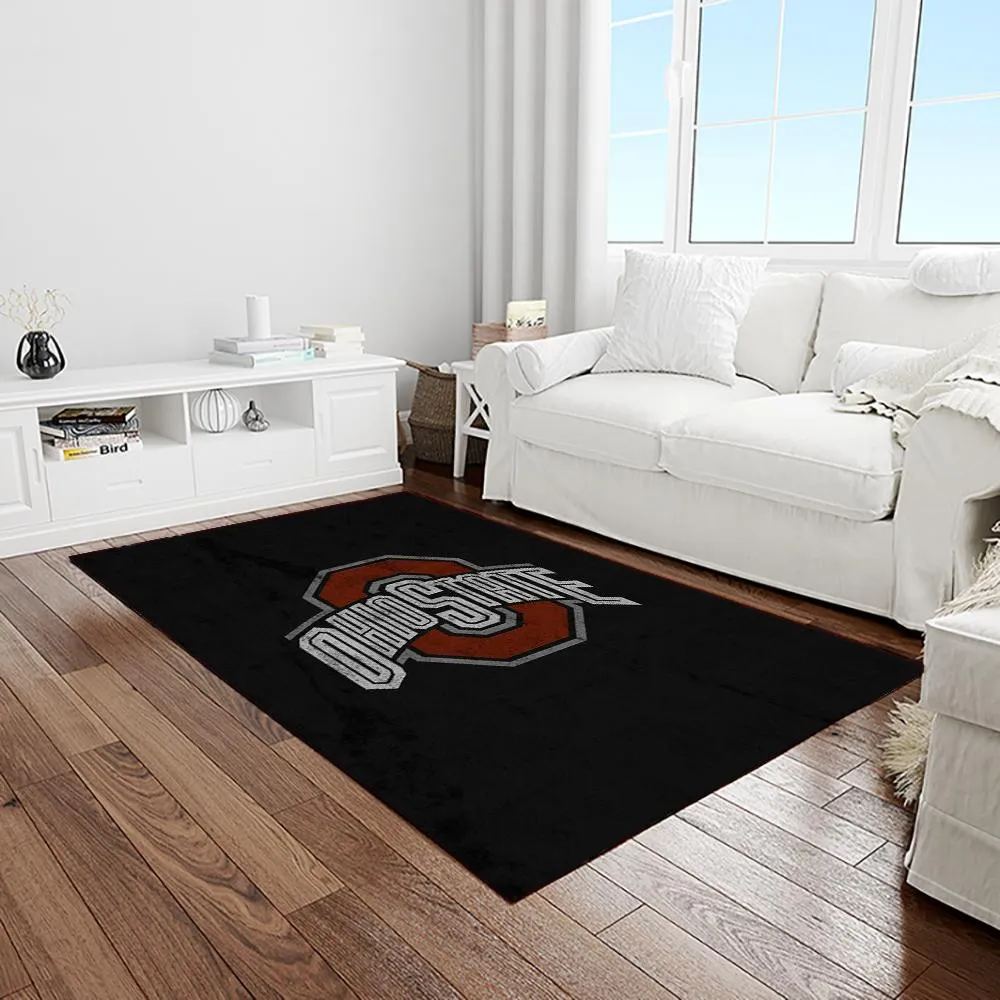 NCAA Ohio State Buckeyes College Sport Basketball And Foolball Team Logo Rectangle Area Rug 966XW-3790