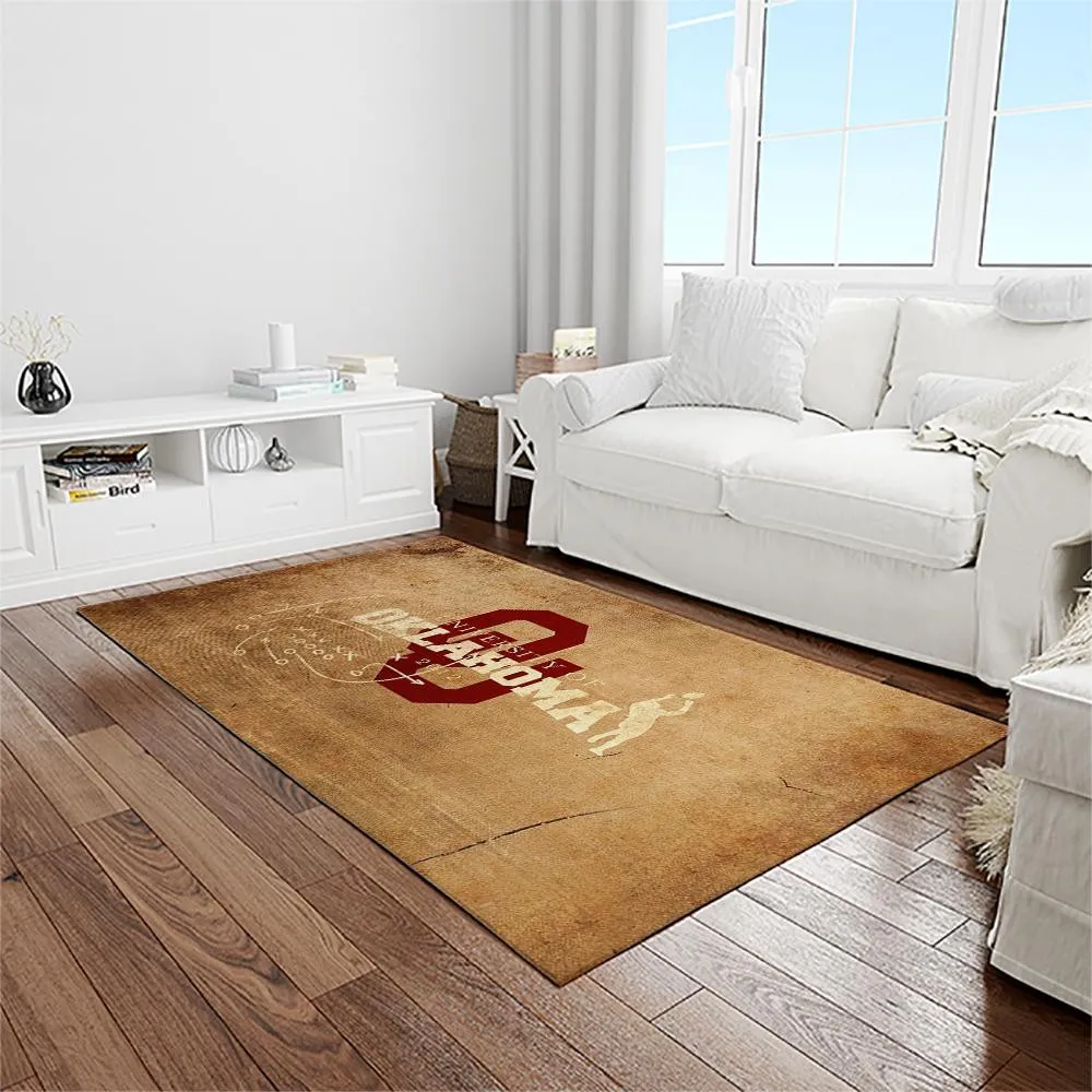 NCAA Oklahoma Sooners Sport Basketball And Foolball Team Logo Rectangle Area Rug 677MY-6641