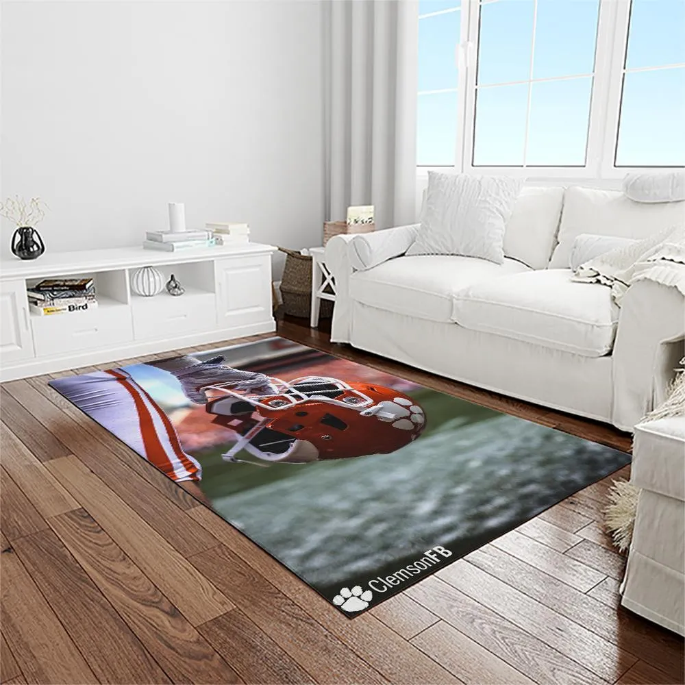 NCAA Clemson Tigers College Sport Basketball And Foolball Team Logo Rectangle Area Rug 224ZR-5035