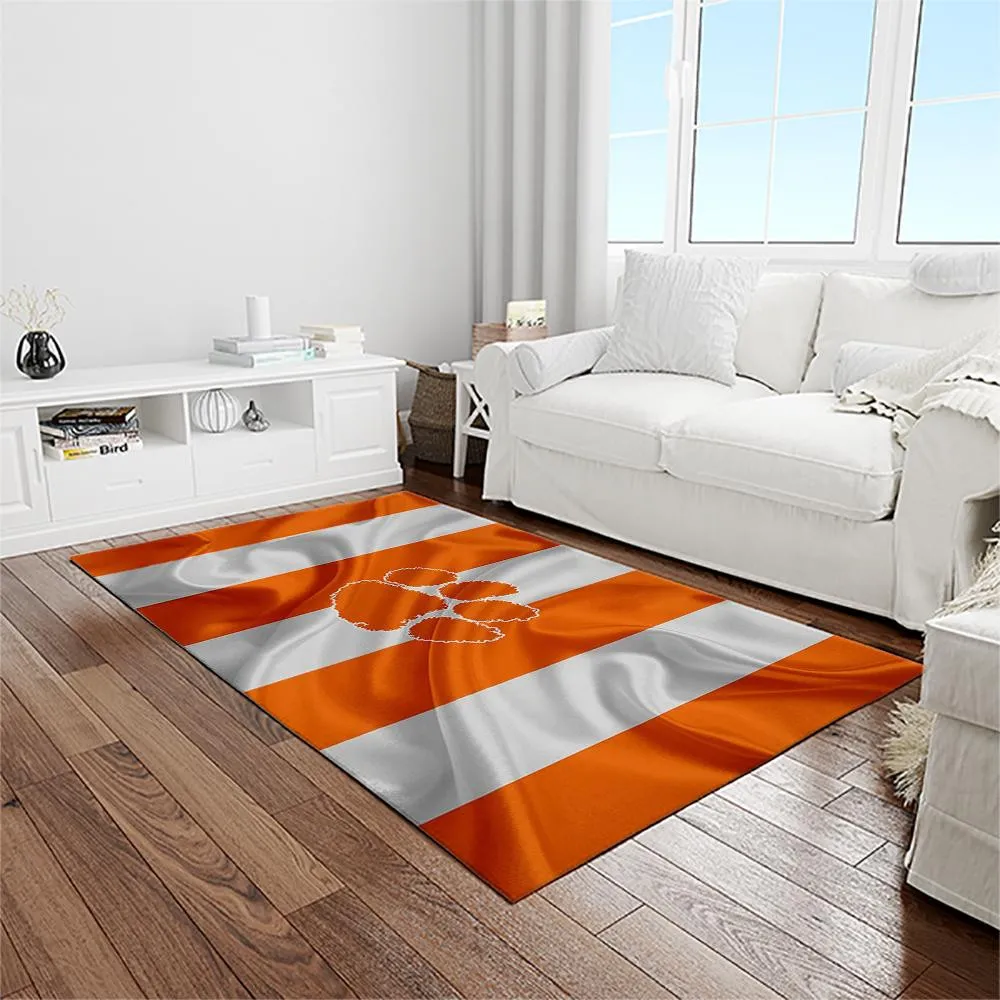 NCAA Clemson Tigers College Sport Basketball And Foolball Team Logo Rectangle Area Rug 331OF-4544