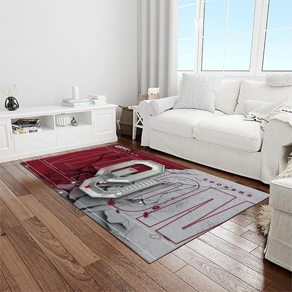 NCAA Oklahoma Sooners Sport Basketball And Foolball Team Logo Rectangle Area Rug 897OI-9117