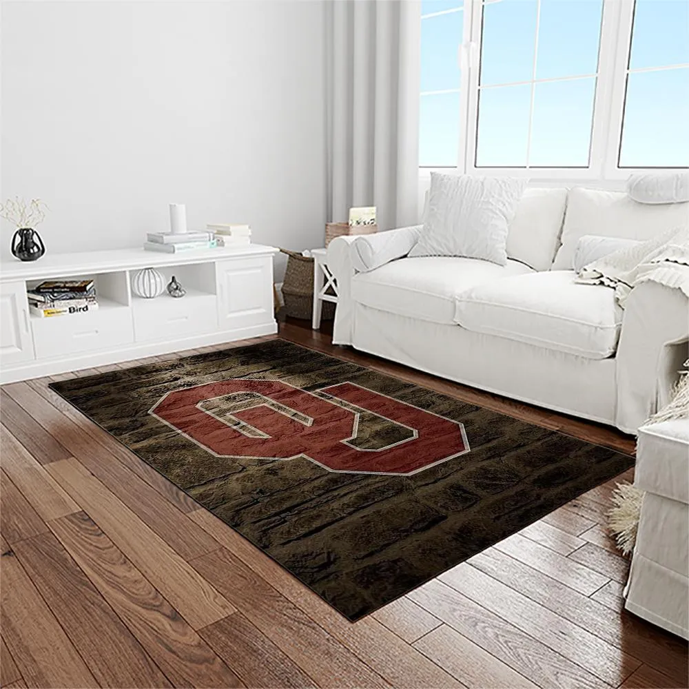 NCAA Oklahoma Sooners Sport Basketball And Foolball Team Logo Rectangle Area Rug 843SK-5086