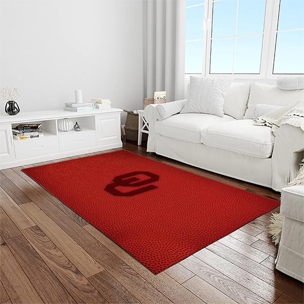 NCAA Oklahoma Sooners Sport Basketball And Foolball Team Logo Rectangle Area Rug 411JG-6595