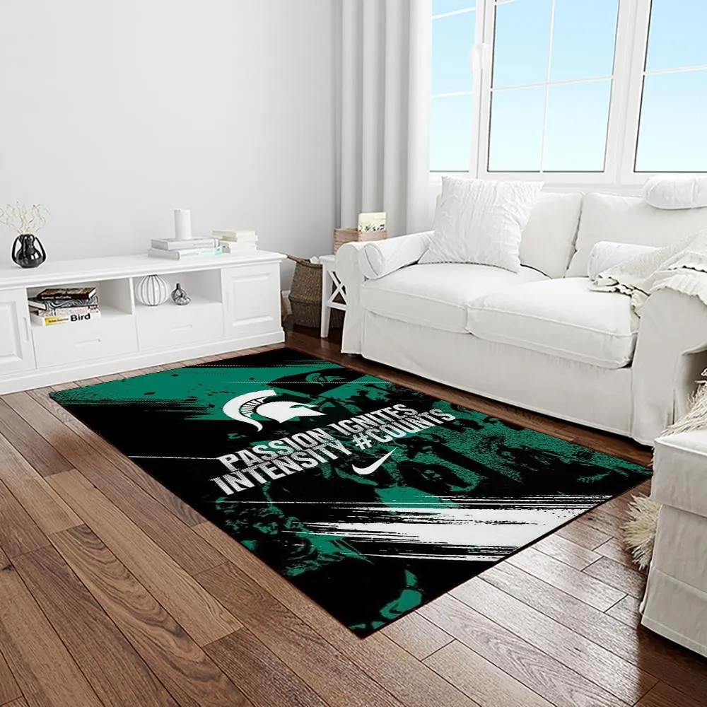 NCAA Michigan State Spartans College Sport Basketball And Foolball Team Logo Rectangle Area Rug 951FJ-1723