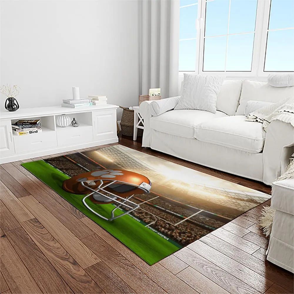 NCAA Clemson Tigers College Sport Basketball And Foolball Team Logo Rectangle Area Rug 420HO-3243