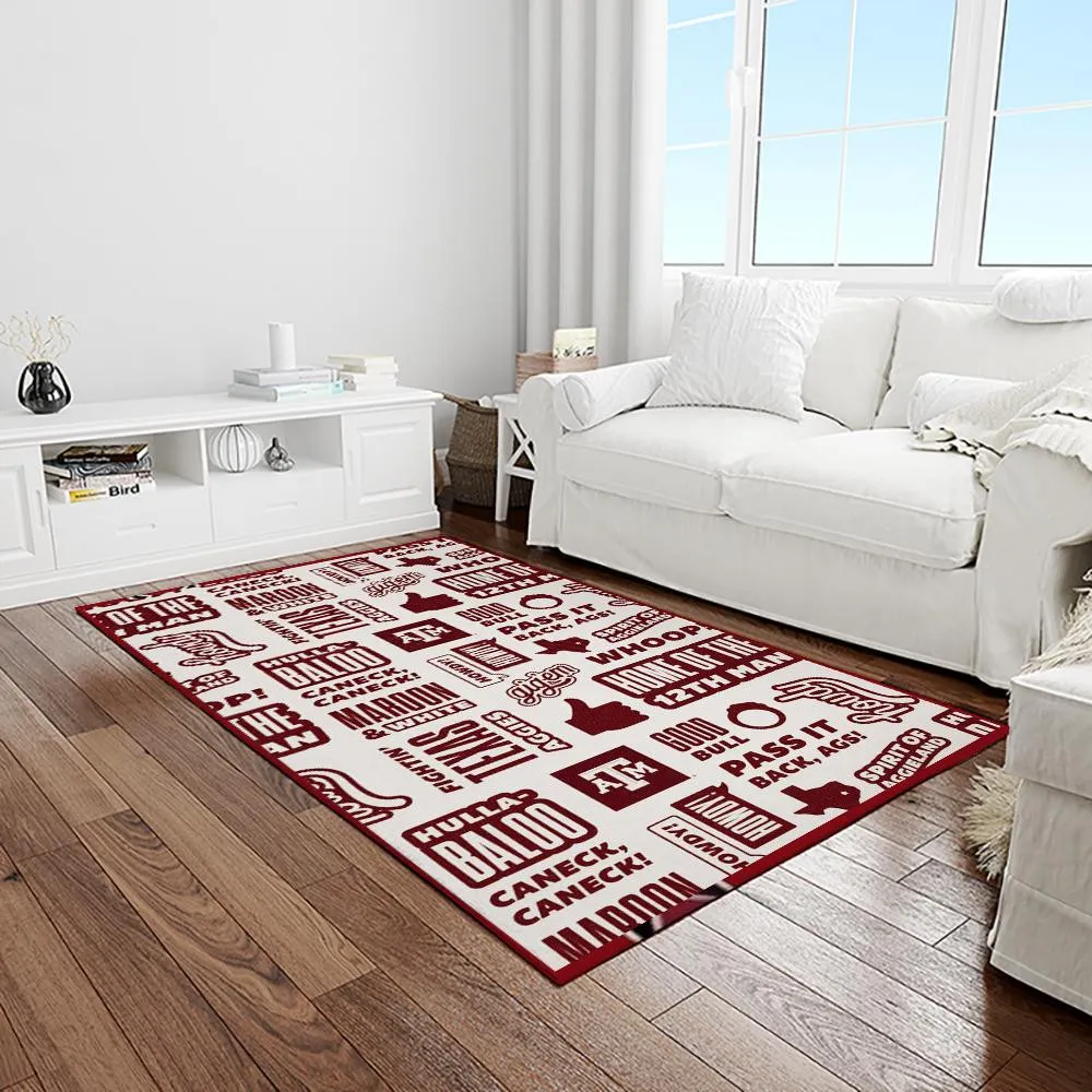 NCAA Texas A&M Aggies College Sport Basketball And Foolball Team Logo Rectangle Area Rug 692NV-3854
