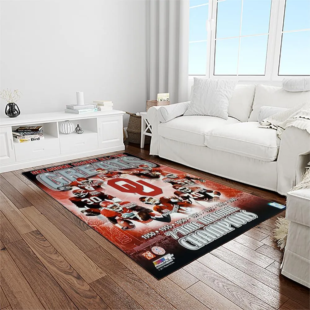NCAA Oklahoma Sooners Sport Basketball And Foolball Team Logo Rectangle Area Rug 158YF-8019