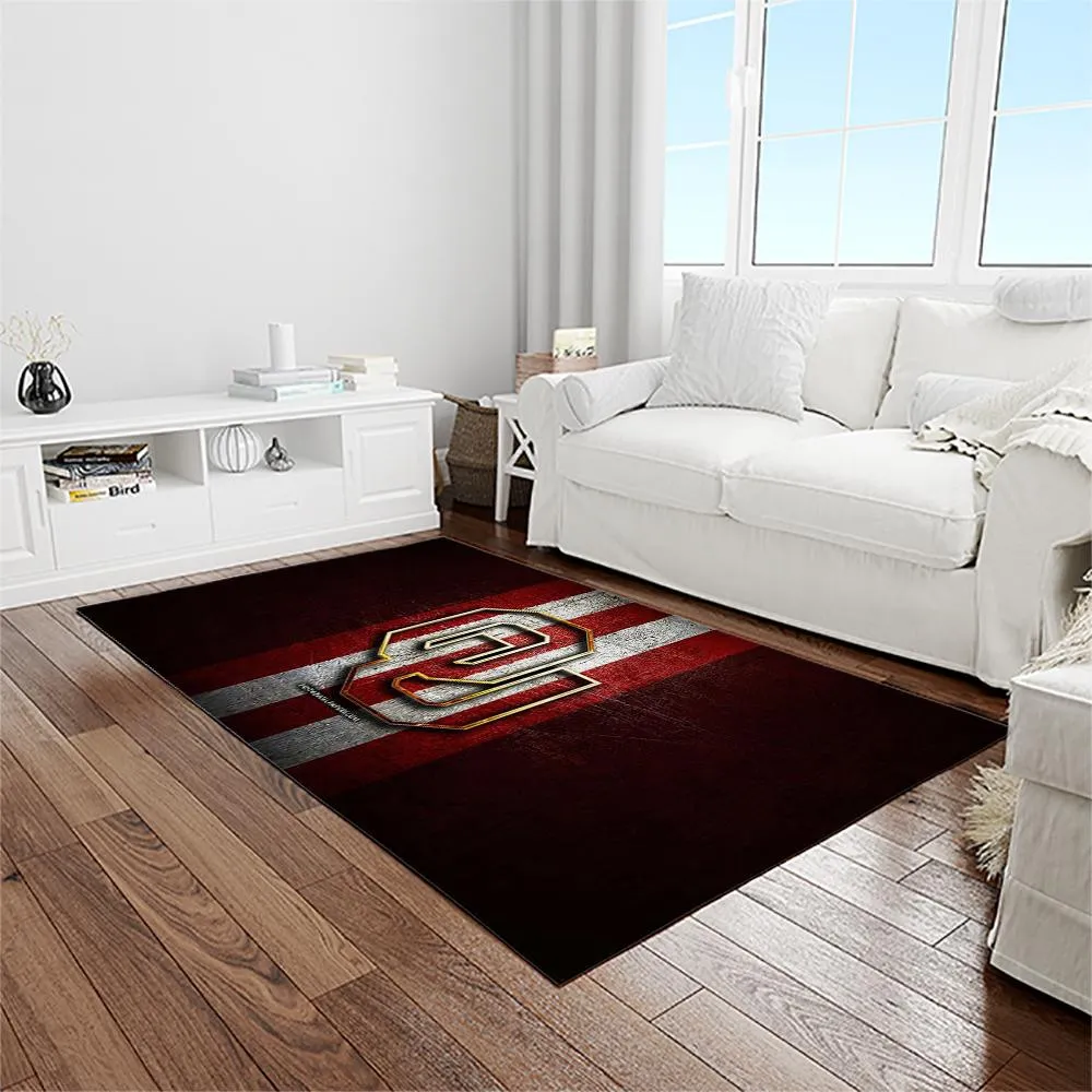 NCAA Oklahoma Sooners Sport Basketball And Foolball Team Logo Rectangle Area Rug 709IL-5445