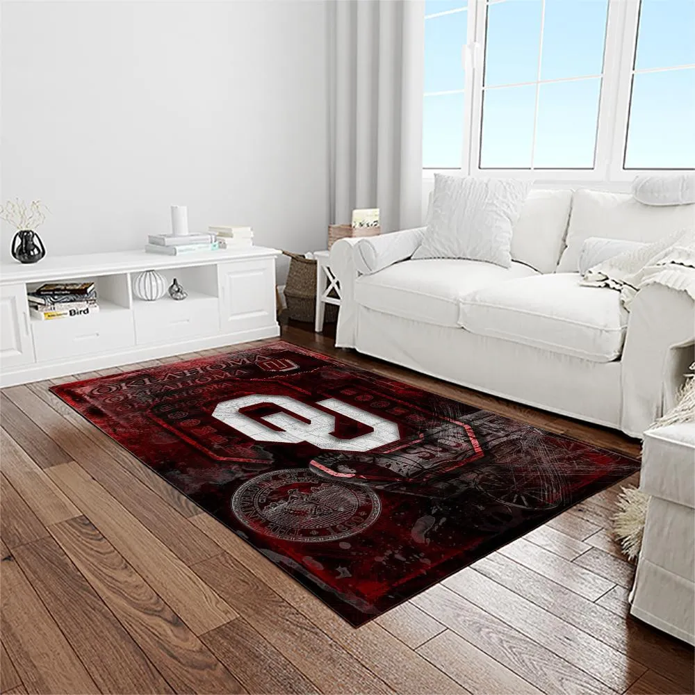 NCAA Oklahoma Sooners Sport Basketball And Foolball Team Logo Rectangle Area Rug 372FN-1155